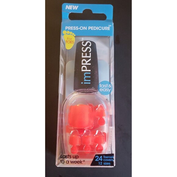 Kiss Impress "Party Girl" Pedicure Toenails Toes Press On 24 Toe Nails NEW - Picture 1 of 3